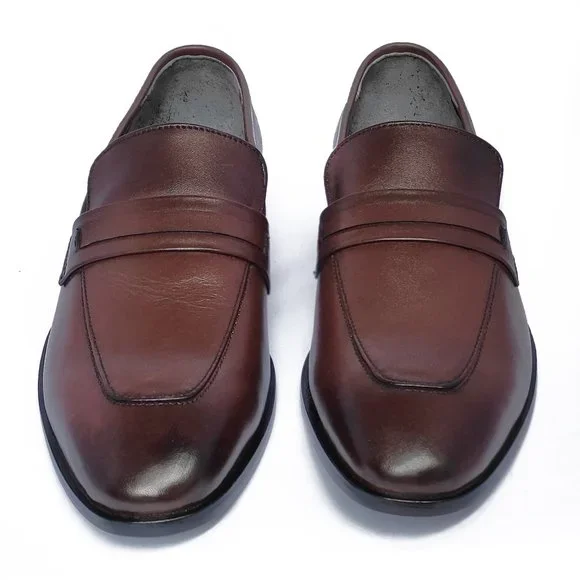 Bashwood Two Tone Brown Leather Loafers For Men display picture 3